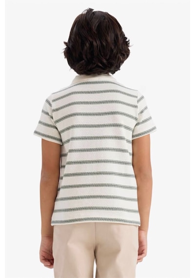 Defacto Erkek Çocuk Regular Fit Polo Yaka Çizgili Kısa Kollu Polo Tişört G6731a826smer105 Ekru-er105