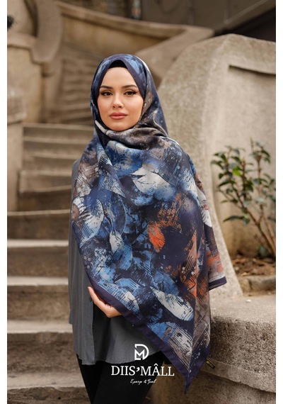 Mimiyum Estella Desen Soft Şal Lacivert