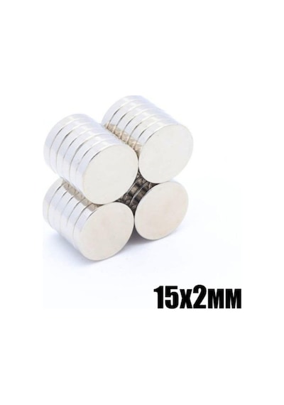 Dünya Magnet 20 Adet 15mm X 2mm Yuvarlak Güçlü Neodyum Mıknatıs
