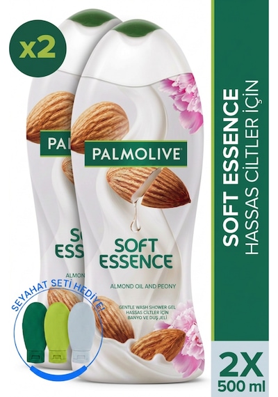 Palmolive Soft Essence Badem Duş Jeli 2 x 500 ML + Seyahat Kiti
