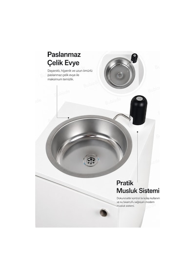 Mobil Seyyar Lavabo Yeni Yönetmeliğe Uygun Model Beyaz