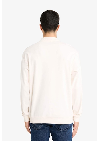 Defacto Regular Fit Polo Yaka Yarım Fermuarlı Sweatshirt F2254ax25wner137 Ekru-er137