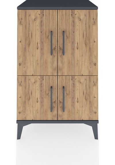 Hyperion Komodin 3 Raflı 4 Kapaklı 60x44x96 Antrasit-çam Antrasit