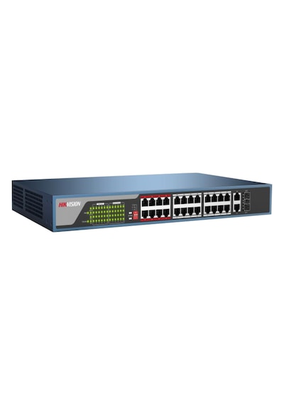 Hıkvısıon Ds-3e0326p-e/m B , 24 Port, Megabit, Poe 250w, 1 Port Gigabit Uplink, 1 Port Gigabit Sfp, Yönetilemez, Rack Mount Switch