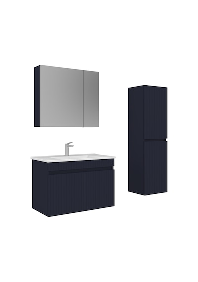 Orka Tivoli 85 Cm Mat Lacivert Banyo Dolabı Takımı Ve Boy Dolabı Lacivert