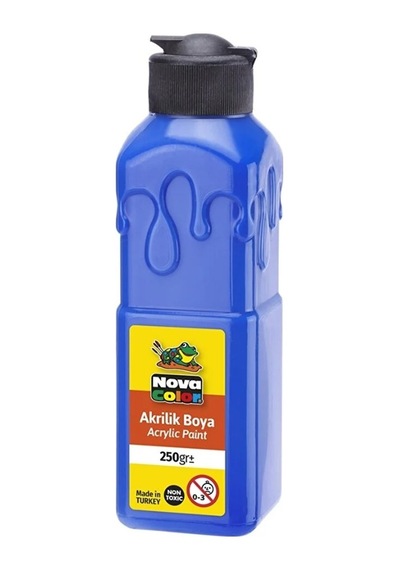 Nova Color Mavi Akrilik Boya 250 Gr 1 Adet Su Bazlı Akrilik Boyası Hobi Sanatsal Boy Tuval Ahşap Metal