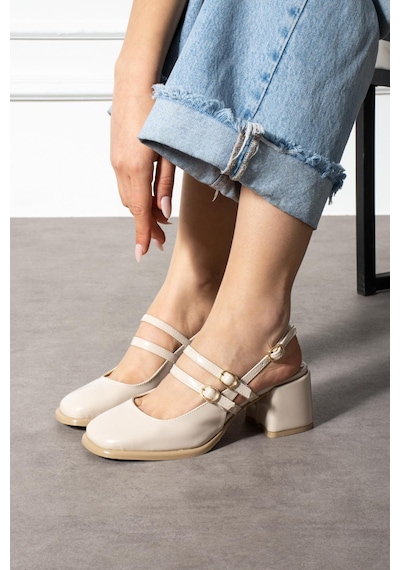 Shoetek Shoete Briana Kadın Topuklu Ayakkabı Önden Çift Bantlı Kalın Topuklu Bej Rugan Bej Rugan Shoetek Shoete Briana Kadın Topuklu Ayakkabı Önden Çift Bantlı Kalın Topuklu Bej Rugan Bej Rugan