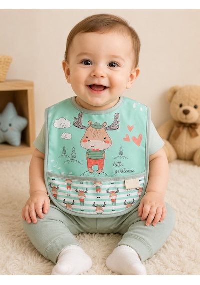 Set Kısa Kollu Bağlamalı Ayarlanabilir Sıvı Geçirmez Aktivite ve Mama Önlüğü Çok Renkli 2'li