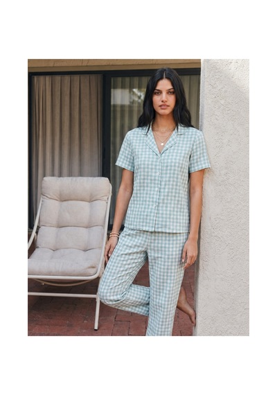 Viskon Karışım Homewear Su Yeşili Pijama Takımı