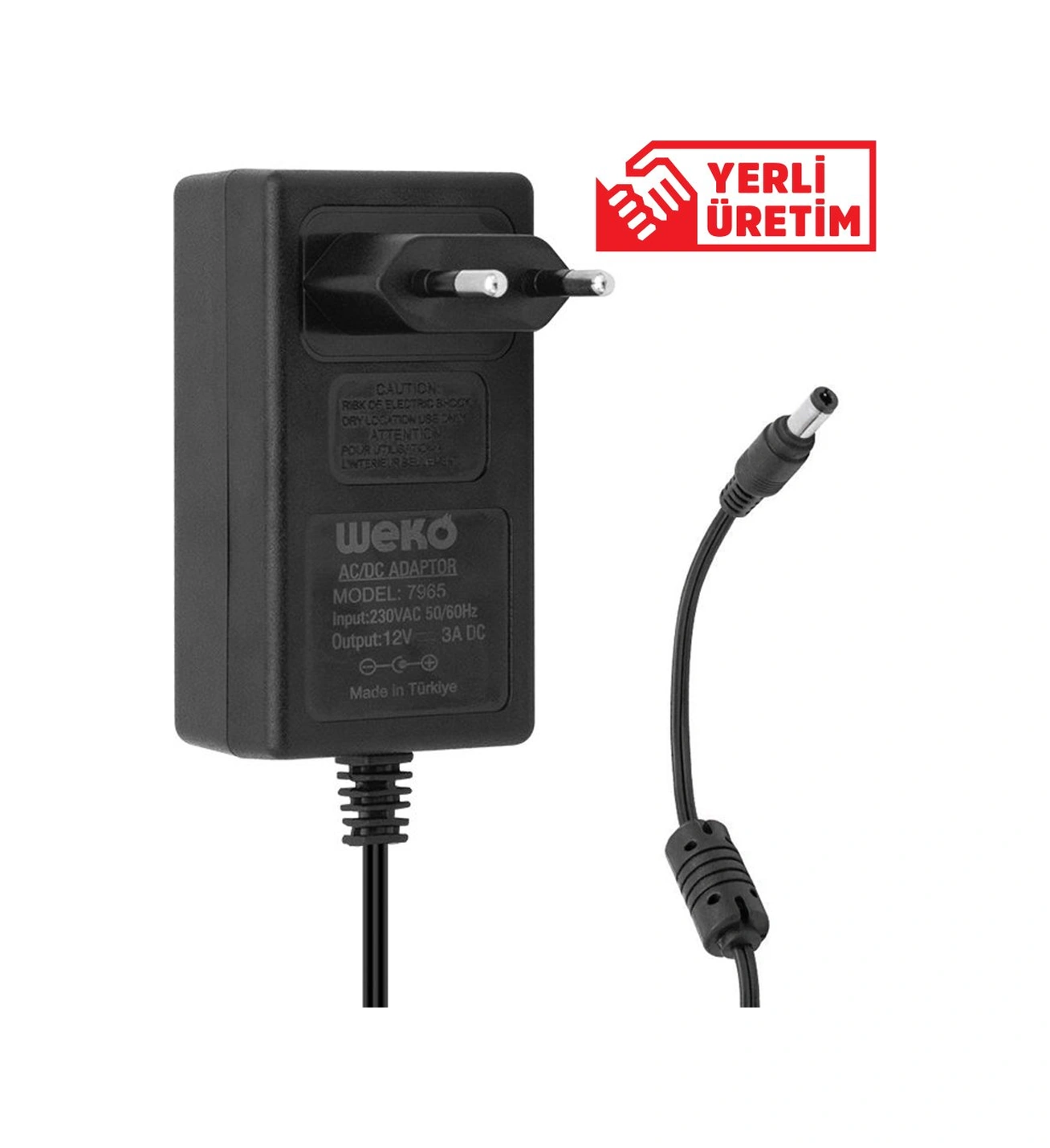 Weko 12 Volt - 3 Amper - 36 Watt 5.5 2.5 Uçlu Plastik Kasa Priz T