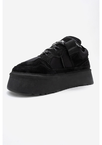 Raven Siyah Süet Hakiki Deri Kadın Platform Sneaker Siyah