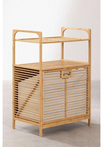 Digithome Bambu Xl Kirli Sepetli 2 Raflı Çok Amaçlı Banyo Düzenleyici Çamaşır Sepeti Organizer Db-0004
