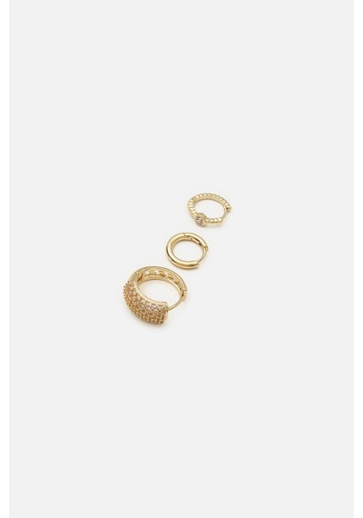 Hacimli Pave Set Küpe Gold