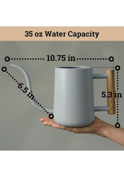 Gri İç Mekan Sulama Kovası - 35 Oz Uzun Borulu Sulama Kovası İç Mekan Bitkileri - Paslanmaz Çelik Metal Sulama Kovası - İç Mekan Bitki Sulama Kovası - İç Mekan Bitkileri İçin Küçük Sulama Kovası