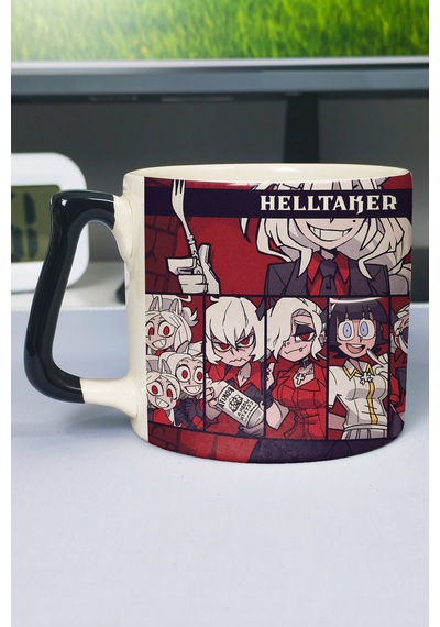 Helltaker Baskılı Seramik Lüks Kupa 1 Adet Özel Siyah Kulp Dalga Kulp V4d Çok Renkli