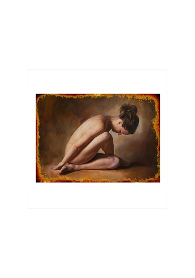 Bedeko Nü Çömelmiş Kadın Modern Ahşap Tablo 50cm X 70cm