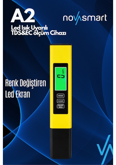 Nv-a2 Tds & Ec Ölçer Kırmızı/yeşil Led Uyarılı Dijital Su Kalitesi Ölçüm Cihazı Işıklı