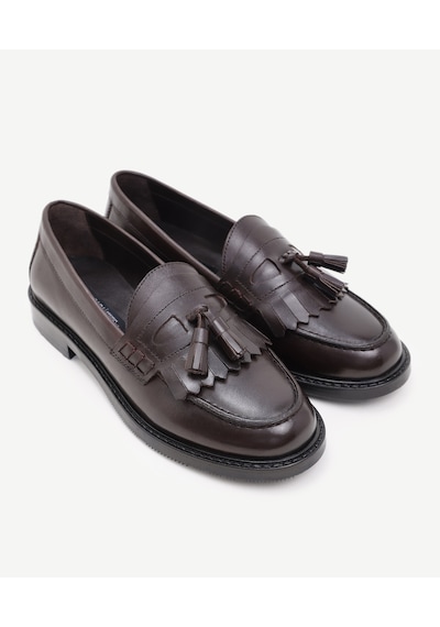 Yargıcı Kauçuk Tabanlı Deri Loafer 24kkay4302x 003 Kahverengi