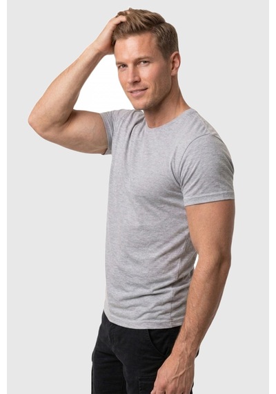 Rizzup Erkek Gri Slim Fit %90 Pamuk Likralı Yumuşak Dokulu Basic Tişört 1801131