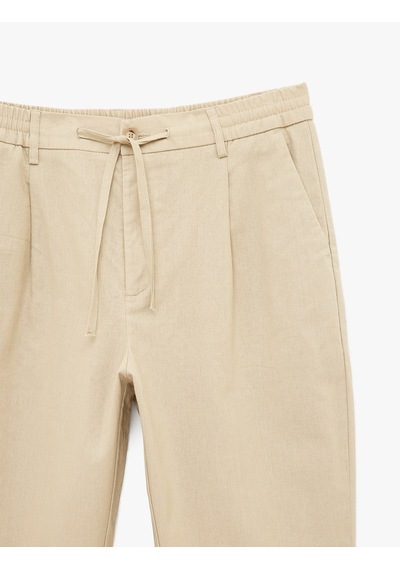 Koton Regular Fit Beli Lastikli Düğmeli Düz Paça Keten Karışımlı Chino Yazlık Pantolon Bej 6sam40003hw Ekru Koton Regular Fit Beli Lastikli Düğmeli Düz Paça Keten Karışımlı Chino Yazlık Pantolon Bej 6sam40003hw Ekru
