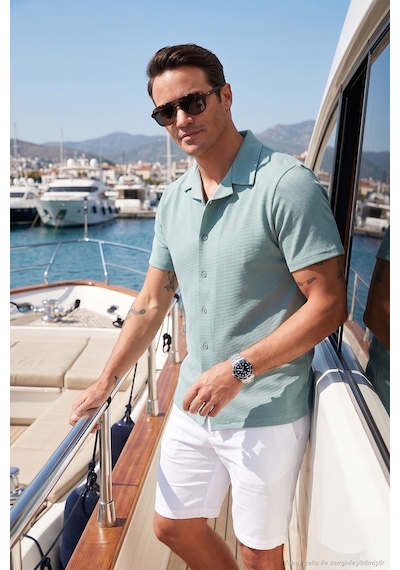 Buratti Pamuklu Regular Fit Kısa Kollu Erkek Gömlek 5902640 Mint