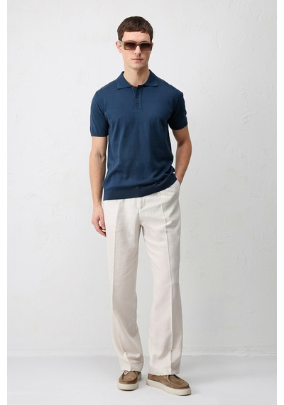 Antioch Comfort Slim Polo Yaka Erkek Triko T-shirt İndigo