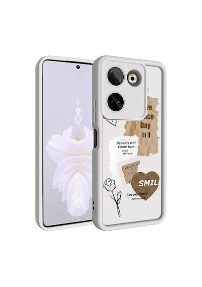 Zore Tecno Camon 20 Pro 4g Kılıf Kamera Korumalı Baskılı Arka Yüzey Klas Kapak - Siyah