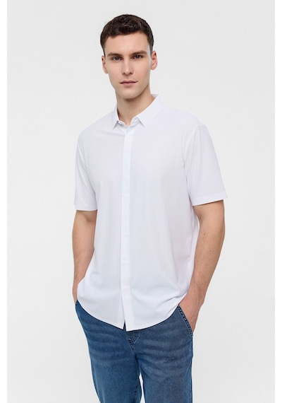 Backandbond Beyaz Regular Fit Kısa Kollu Gömlek