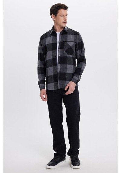 Tudors Erkek Regular Fit Klasik Fit Kareli Cepli Oduncu Gömlek-41898 Çok Renkli