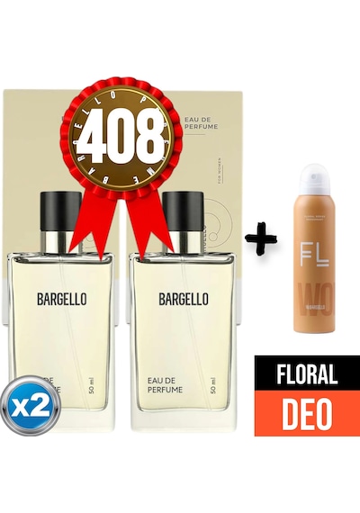 Bargello 408 Floral Kadın Parfüm EDP 2 x 50 ML + Kadın Sprey Deodorant 150 ML