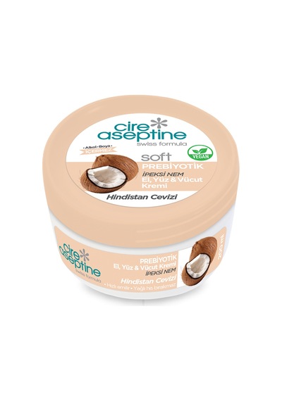 Cire Aseptine Soft Prebiyotik Hindistan Cevizi El Yüz Ve Vücut Kremi 200 Ml