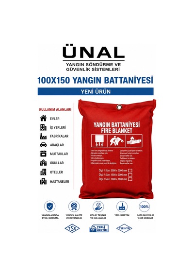 100x150 Cm Yangın Battaniyesi Acil Müdahale Söndürme Battaniyesi Araç İçin Ev İçin