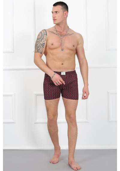 İbrahim Burak Etiler Collection Moda Çizgi Erkek Penye Boxer 40083 Kiremit
