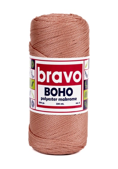 Boho Polyester Makrome İplik 2 Mm 200 Gr 230 Metre No: 4 Renk Kodu: 71 Pudra