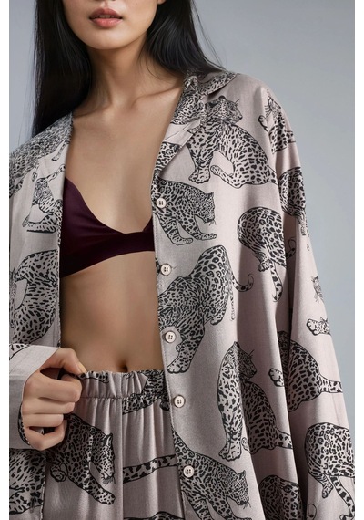 Hiccup Leopar Desenli Uzun Kollu Pijama Takımı Allık Pembe