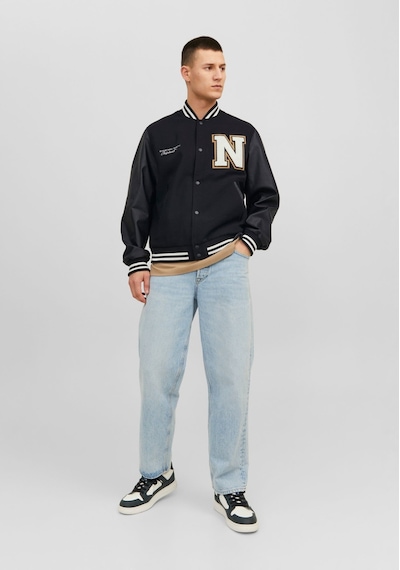 Jack & Jones Harf İşlemeli Bomber Ceket - College 12241559 Black Siyah