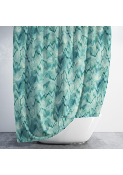 Banyo Perdesi 1x180x200 Tek Kanat Duş Perdesi Halka Hediyeli Duşakabin Perdesi Green Marble Çok Renkli