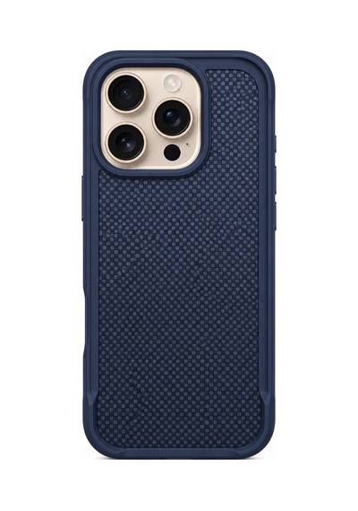 İphone 16 Pro Max Uyumlu Magsafe Özellikli  Fiber Kaplamalı Fiber Telefon Kılıfı Mavi