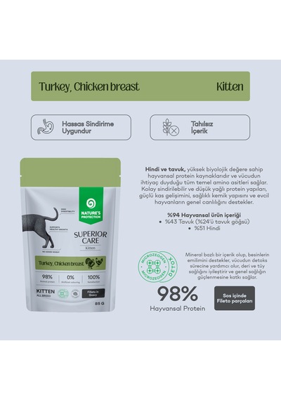 Nature S Protection Superior Care Hindi & Tavuk Göğüslü Sos İçinde Yavru Kedi Yaş Maması 85g