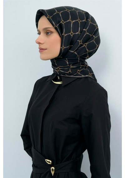 Armine İpek Eşarp 2026 Yaz - 9538-84 Siyah Twill