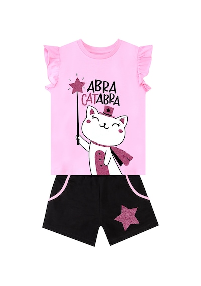 Abra Catabra Fırfırlı Kız Çocuk Yazlık T-Shirt Şort Takım