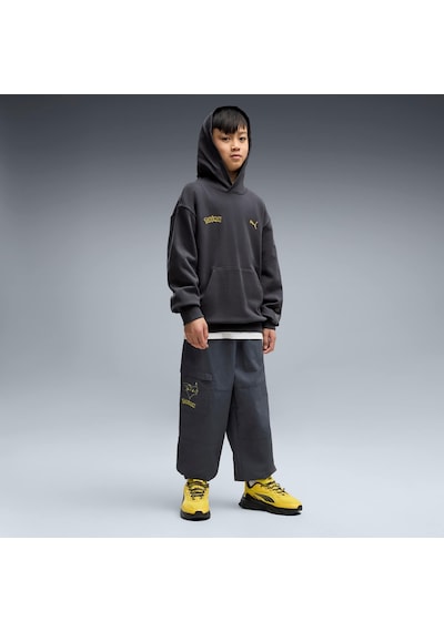 Puma X Pokemon Genç Geniş Kesim Kapüşonlu Sweatshırt 634945 76 Gri