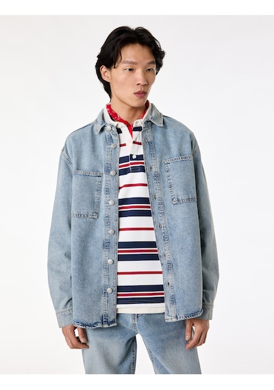Koton Uzun Kollu Cepli Düğmeli Gömlek Yaka Oversize Jean Gömlek Ceket Açık İndigo 6sam50069nd Koton Uzun Kollu Cepli Düğmeli Gömlek Yaka Oversize Jean Gömlek Ceket Açık İndigo 6sam50069nd