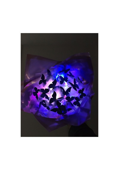 Led Işıklı 20 Li Mavi - Lila Kelebek Çiçek Buketi Lacivert - 582038851 Lacivert