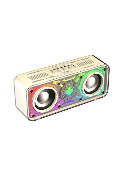 Lenyes S842 Rgb Led Işıklı Tws Bluetooth Hoparlör V5.3 18w Bej