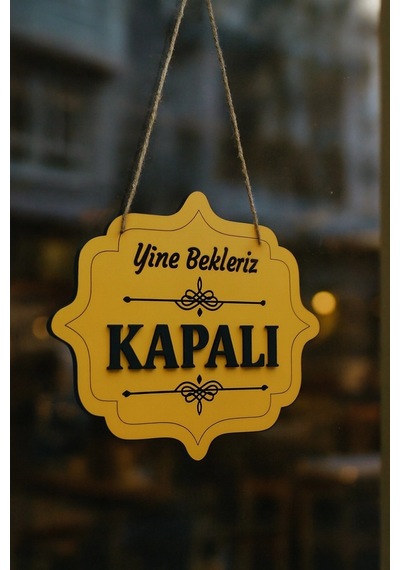 Ahşap Dekoratif Kesim Açık-kapalı Yazısı - Turuncu