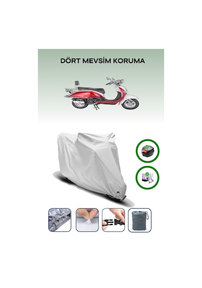 Gri Arka Çanta Ve Kilit Uyumlu Mondial 125 Zn Uyumlu Motor Brandası