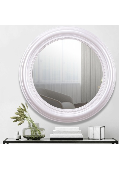 Round Yuvarlak Ayna İnci Ceviz