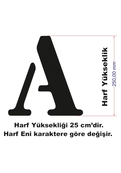 Stencil Harf Boyama Şablonu X077 Harf Yüksekliği 25 Cm