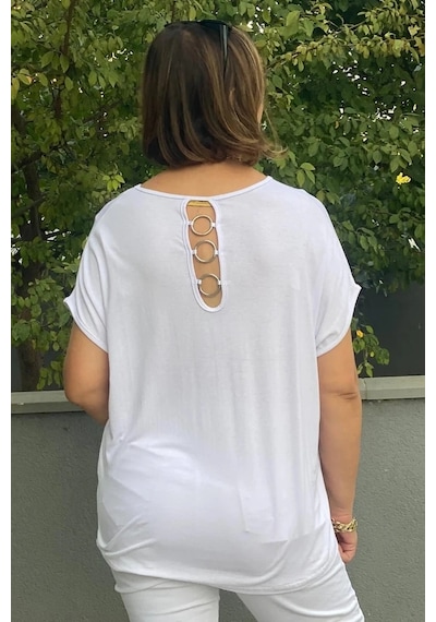 Mia Butik Büyük Beden Beyaz Minnoş Bluz Beyaz